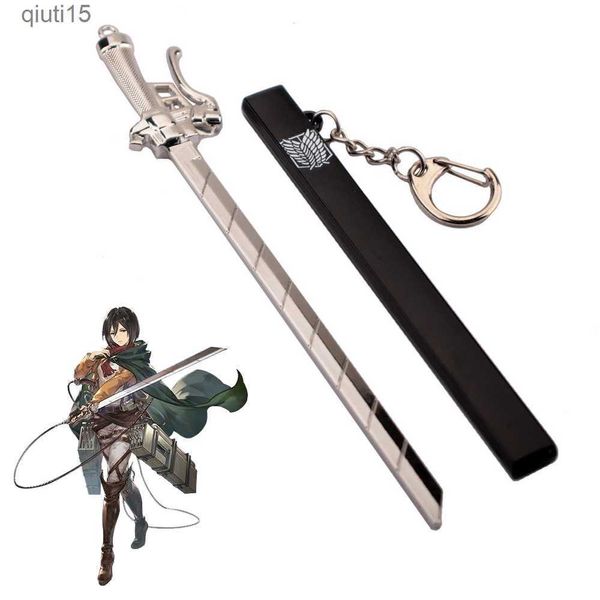 Cartoon Figures Anime Attack On Titan Portachiavi Shingeki No Kyojin Spada Lama Arma Portachiavi Anello Cosplay Prop Ciondolo Uomini Gioielli di Fascino T230425