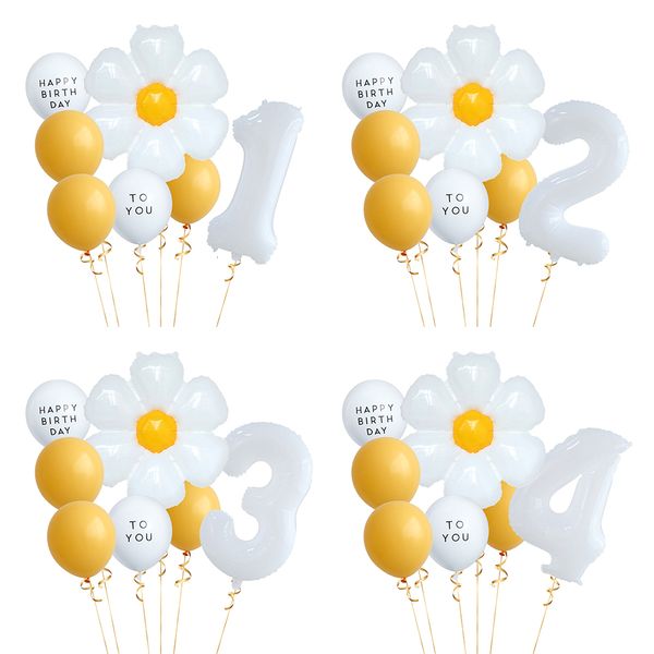 Decorazione per feste Set di palloncini bianchi da 8 pezzi con margherita da 30 pollici 1/9 palloncini digitali utilizzati per la decorazione di feste di compleanno a tema palline di elio giocattolo per bambini