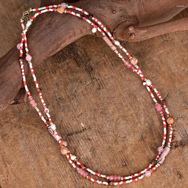 Pingente colares vintage miyuki grânulos artesanais feminino colar 2023 boêmio clássico pedra vermelha para presente feminino atacado