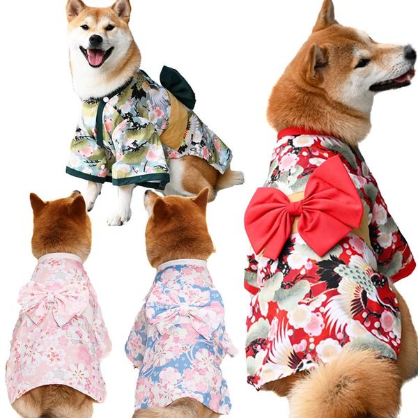 Köpek giyim Japon kimono köpek giyim için shiba inu ceket köpek gömlek Noel Paskalya evcil hayvan tatil kostüm husky alaska köpek setleri 231124