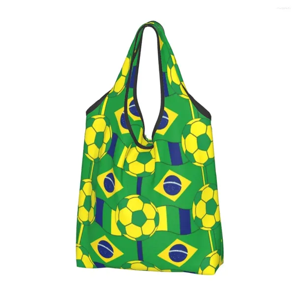 Sacos de compras Futebol Futebol Mercearia Sacola Mulheres Bolas Engraçadas Esporte Shopper Ombro Grande Capacidade Bolsa