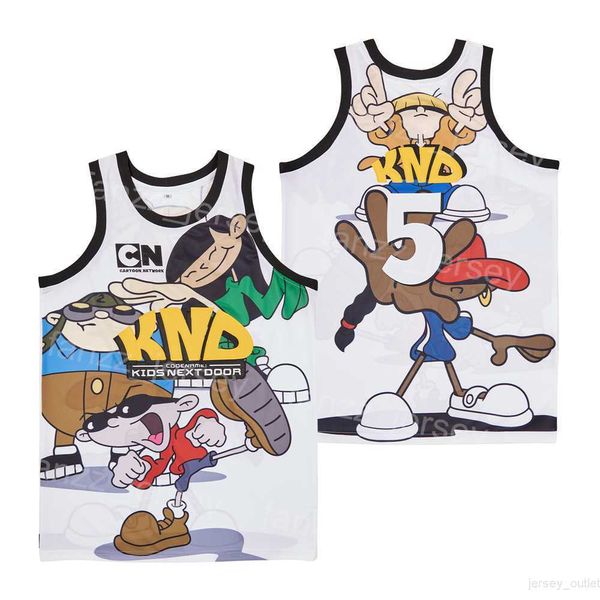 Basketball Movie Codename Kids Next Door Jerseys KND Cartoon TV Série de TV Hiphop High School Team Retro respirável para fãs de esporte Bordado