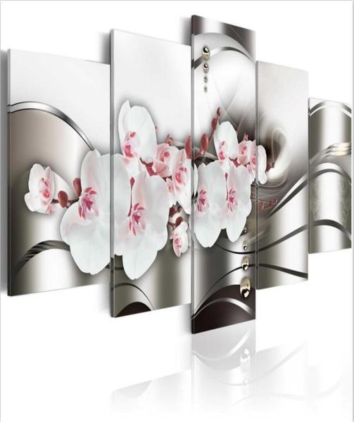 Bella orchidea Senza cornice 5 PZ Set Vendi la bellezza dell'orchidea Moderna decorazione della parete di casa Pittura Stampa su tela Arte HD Stampa Pittura6876697