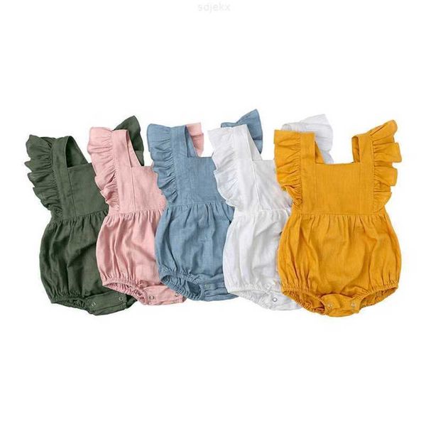 Одежда набор милой девочки для ромпера льняная рубашка из рукав с рюша