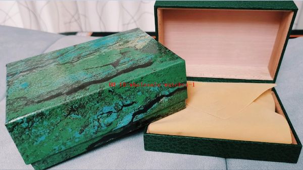 Scatola per orologi da uomo all'ingrosso per R Scatola per orologi da donna interna interna originale Scatole da uomo 160mmx120mmx60mm Scatola verde per orologio da polso 116610 126610