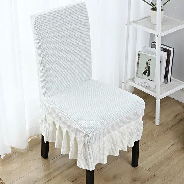 Couvre-chaises épaissie maïs uni tissu polyester velours salle à manger minimaliste El jupe chaude tricotée ensemble de couverture extensible