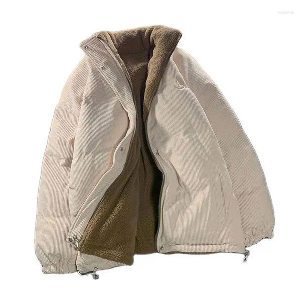 Kadın trençkotları çift taraflı giyerler kadife kuzu yün ceket dişi 2023 kış pamuklu parker kısa kalınlaştırıcı gündelik dış giyim