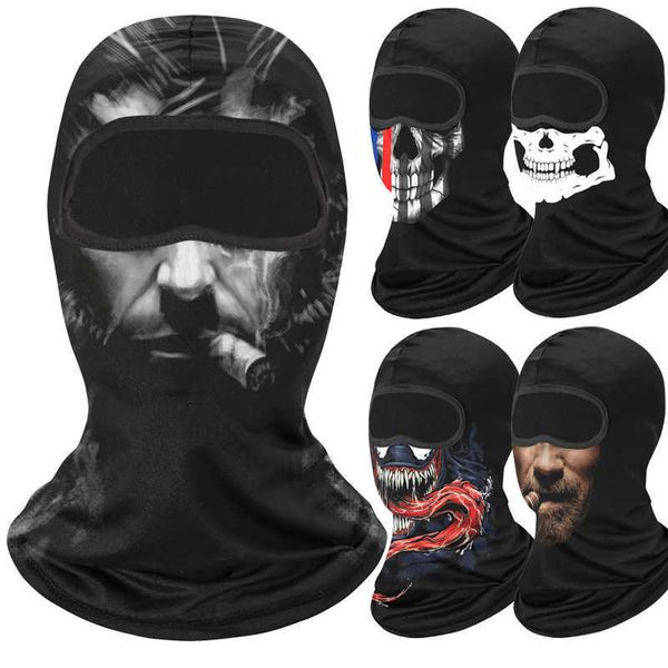 Bisiklet Kapakları Maskeler 3D Baskı Venom Balaclava Kafatası Tam Yüz Maskesi Yürüyüş Eşarp Küfürleri Bandana Boyun Gaiter Kominiarkka Motosiklet Binicilik Yüz Kapağı J230422