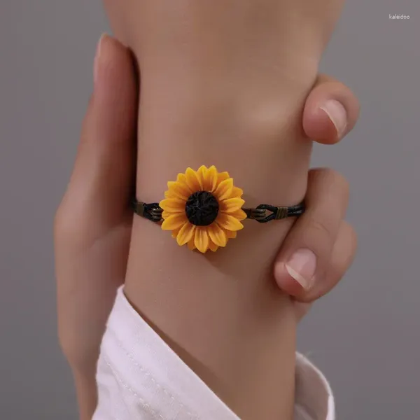 Charm-Armbänder versprechen Freundschaftsgeschenke für Freunde, Sonnenblumen-Lederkette, Paare, Schwester, Mutter und Tochter, Valentinstag