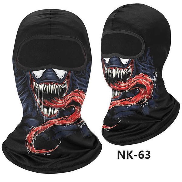 Máscaras de bicicleta máscaras de ciclismo Protetor solar ao ar livre Balaclava Venom Skull Sconsting Sconsty Novelty Facle Face Mask multifunction Bandana Ski Masks MTB Bicycle Cheardgear J0422