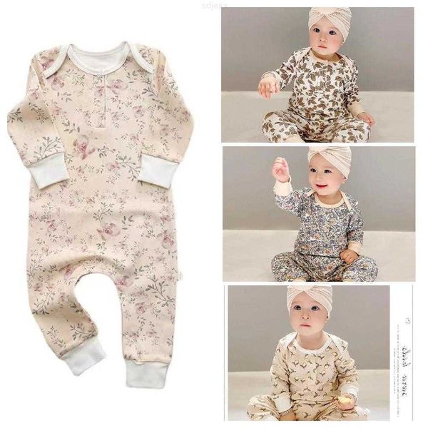 Set di abbigliamento Gots Cotone organico Stampa manica lunga New Born Baby Clothes Pagliaccetti