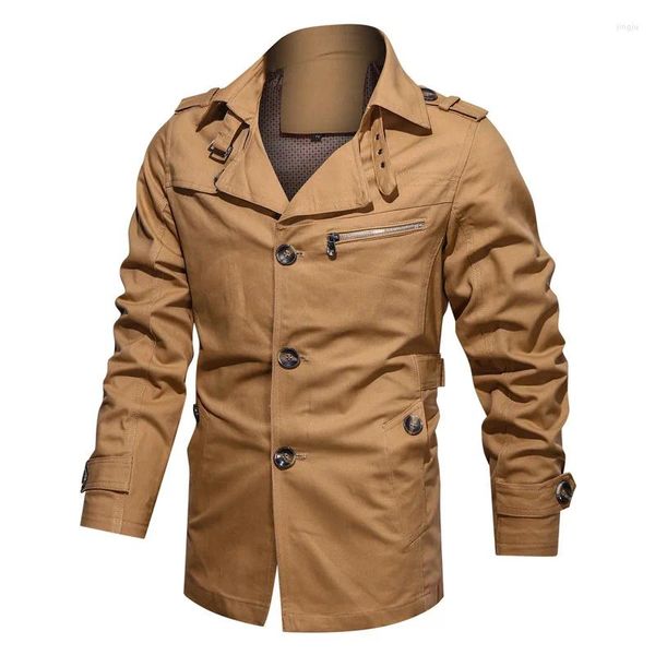 Jaquetas masculinas outono e inverno algodão casual simples personalidade jaqueta grande lapela solta moda versátil casaco de comprimento médio