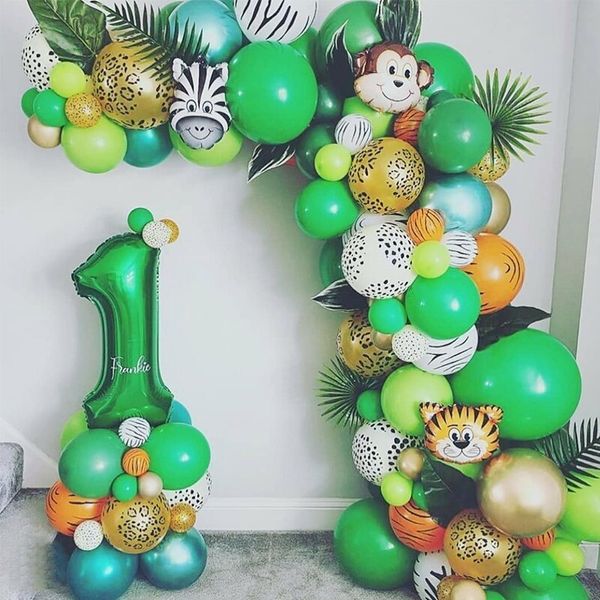 Другие мероприятия поставляют поставки 109 шт. Сафари животные воздушные шары гирляндные арх комплект для вечеринки для вечеринки для вечеринки подарки для детского мальчика подарка на день рождения детский душ подарки 230425