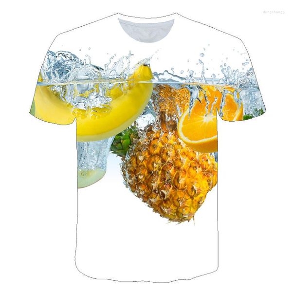 T-shirt da uomo S Uomo/Donna Moda Estate 2023 Tees Streetwear Frutta Top Cartoon Ananas Stampa Girocollo T-shirt a maniche corte