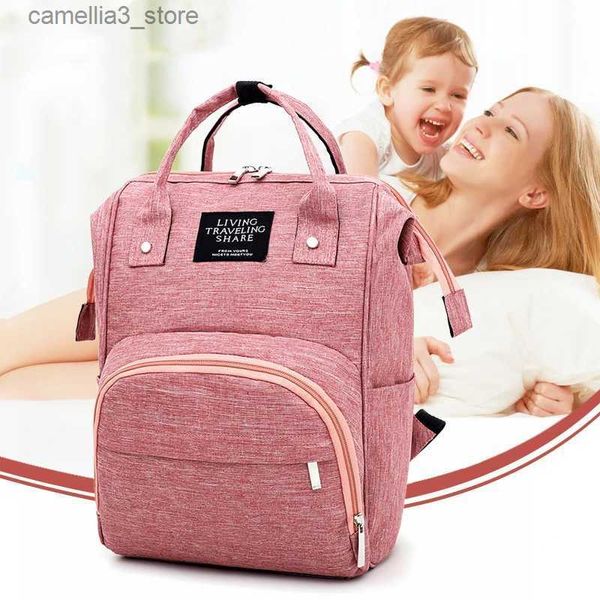 Lampade da giardino Borsa per pannolini di grande capacità Borsa per laptop casual impermeabile Borsa per bottiglia di latte Borsa per pannolini per bambini Zaino per mamma papà Q231125