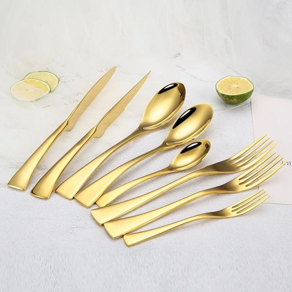Dinnerware Sets Serviço de talheres cobertos de ouro completo
