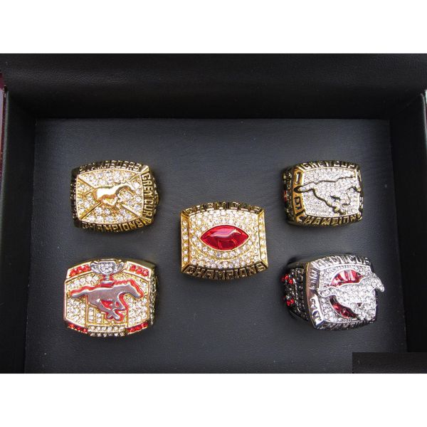 mit Seitensteinen Cluster Ringe 5pcs Calgary Stampeders Grey Cup Meisterschaft Ring Männer Fan Souvenir Geschenkgroßhandel Drop Lieferung Schmuck Dhmelm6r6