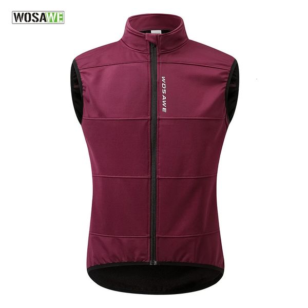 Рубашки для велоспорта Топы WOSAWE WINTER Gilet Термофлисовая мужская велосипедная куртка без рукавов Одежда для велоспорта Черный жилет Зимнее пальто без карманов 231124