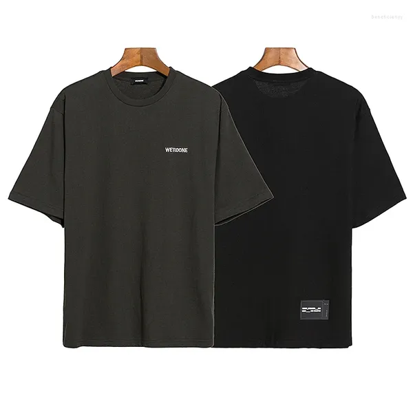 Мужские футболки We11done, корейская модная женская футболка, прочная эластичная футболка с буквенным принтом, весна/лето, с коротким рукавом