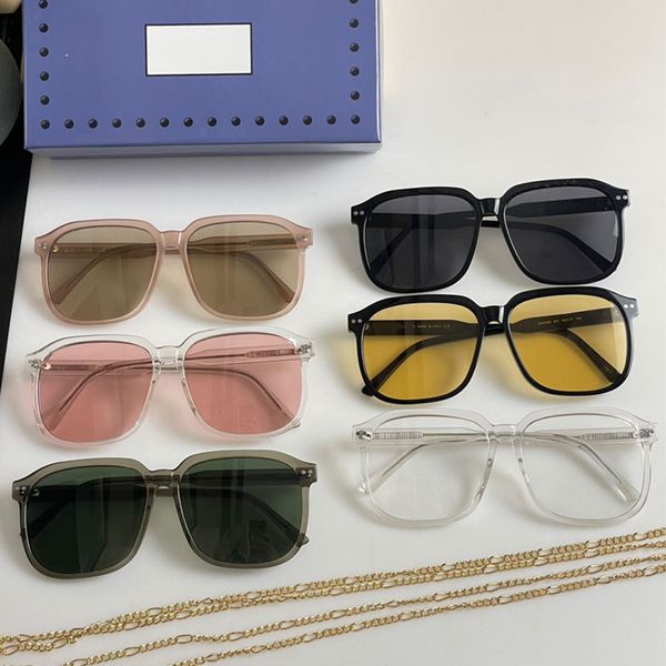Óculos de sol femininos com cadeia designer feminino Eyewear G5502 Business Leisure Style Sunglasses emparelhado com decoração de corrente de ouro com caixa original