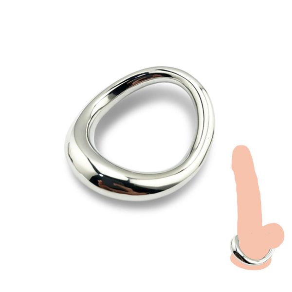 Cockrings Aço inoxidável Pênis Restrinho de bloqueio de galo de galo pesado machot scrotum scrotum de alongamento brinquedo sexual 230425