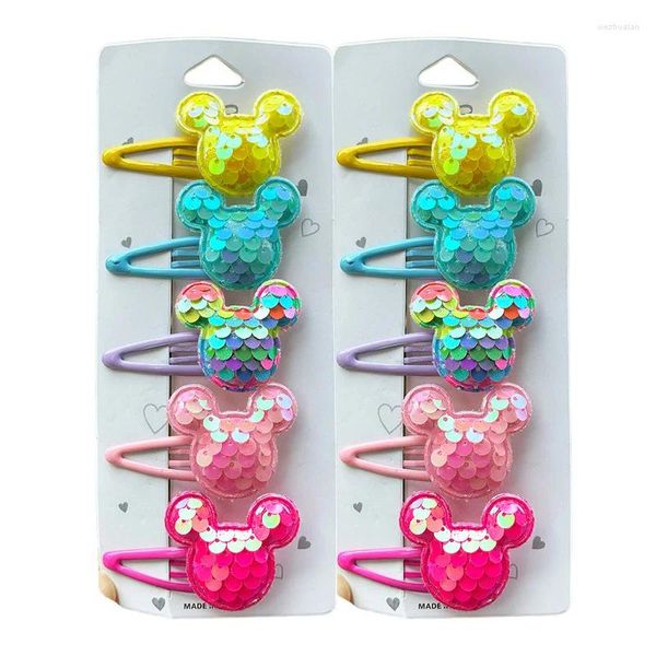 Accessori per capelli 2 pezzi Cute Princess Paillettes Squame di pesce Testa di animale Ragazze Forcine per bambini Copricapo Hairgrip Clip Barrettes