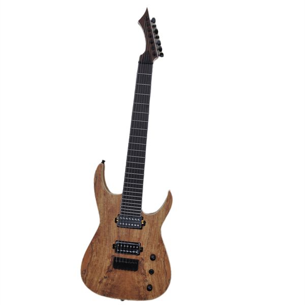 7-saitige E-Gitarre in Naturholzfarbe mit HH-Tonabnehmern Angebot Logo/Farbe anpassen
