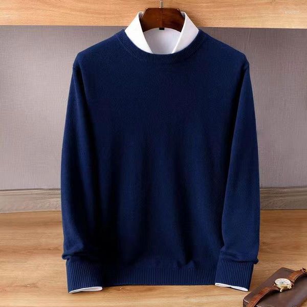 Sweaters masculinos Autumn Cotton Men Sweater Business Business Casual O-pescoço Pullovers clássicos estilo confortável masculino 8507