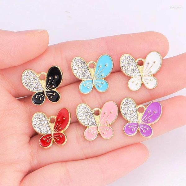 Encantos 10 pçs gotejamento de óleo colorido borboleta liga charme para mulheres jóias fazendo bonito colar pingentes brincos diy artesanato acessórios