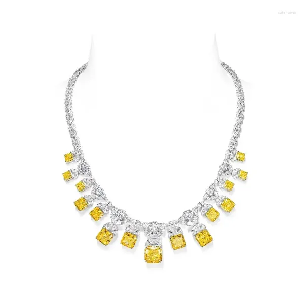 Correntes vintage laboratório topázio diamante colar 14k branco festa de ouro casamento chocker para mulheres nupcial noivado jóias presente