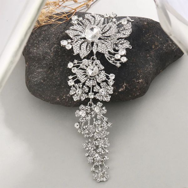 Pimler broşlar weimanjingdian marka kristal rhinestones düğün buketleri için büyük boy broşlar dekoratif mücevher 231124