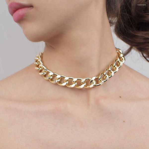 Цепи Классическая металлическая цепная цепная коренастые ожерелье для женщин заявление о коже кожело