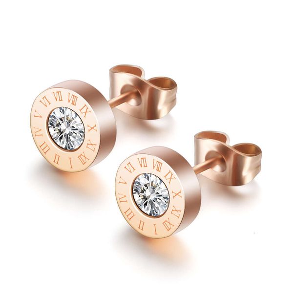 Luxo Stud Designer Mulheres Moda Stud Presentes Com Diamante Alto Polonês Brincos De Noivado Para O Natal Algarismos Romanos Brincos Designer Para Mulheres 2