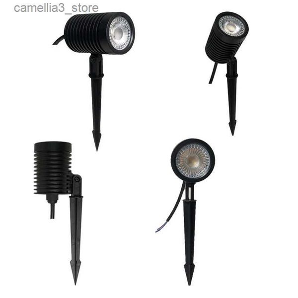 Rasenlampen AC85-AC265V Outdoor-LED-Spot-Rasenlampe aus schwarzem Kunststoff COB 5W hochhelles warmweißes oder weißes 6000k-Gartenlicht Q231125