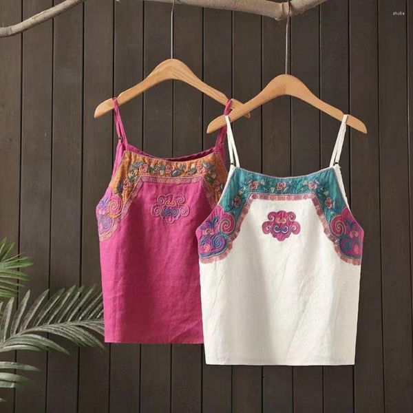 Frauen Tanks Hochwertige chinesische Sommerkleidung für Frauen Stickerei Frauen Tube Top Baumwolle Weste Ropa De Mujer Camis