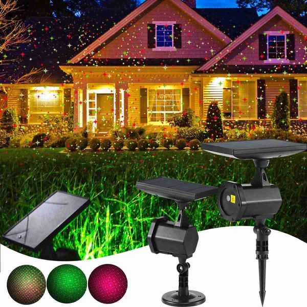 Lâmpadas de gramado Solar Powered Sky Star Stage Spotlight Natal Projetor Laser Luz IP65 Outdoor Landscape Garden Lawn Lamp Q231125