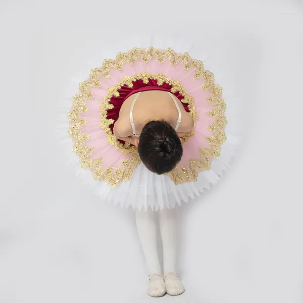 Bühnenkleidung Samt Ballett Tutu Kleid Gymnastik Trikot Weiß Lang Mädchen Prinzessin Ballerina Tanzkostüm Geburtstagsfeier