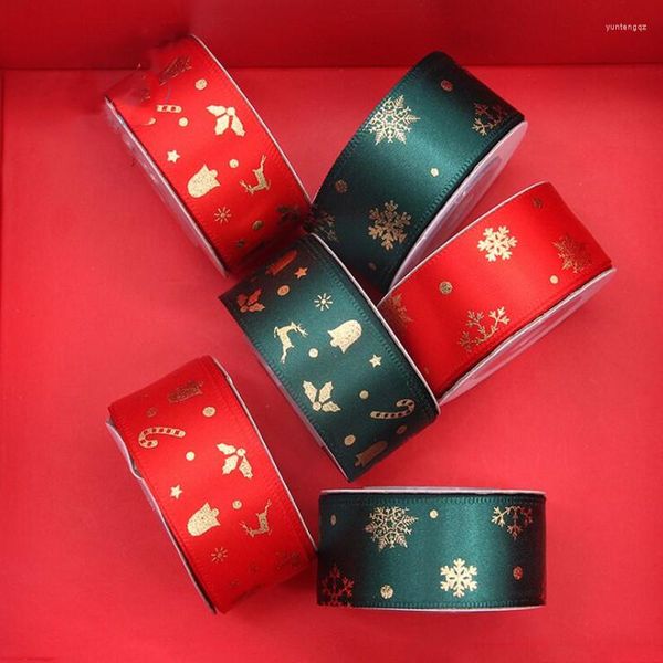 Bolsas de jóias 2,5cm 10m Snow Christmas Ribbon Impresso Ribbons Box Bolo de Bolo de Casamento Decoração de Casamento Merry