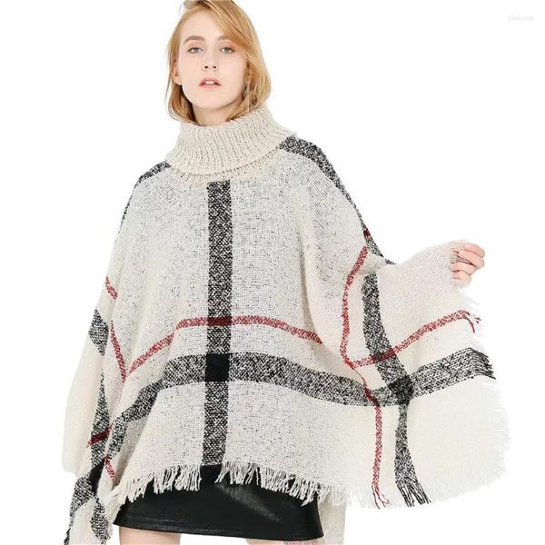 Sciarpe Donna Primavera Autunno Scialle Lady Lavorato a maglia Wrap Plaid Pullover Mantello Allentato Maglione a collo alto Autunno Inverno Poncho all'ingrosso FPWP02