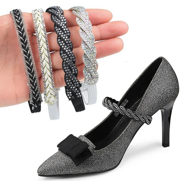 Accessori per parti di scarpe Lacci per scarpe da donna per tacchi alti Cintura regolabile alla caviglia che tiene il pacchetto Lacci Cinghie per legare Lacci elastici con strass 231124