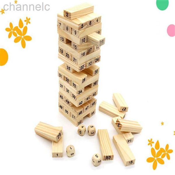 Интеллектуальные игрушки 54pcs/set деревянные башня