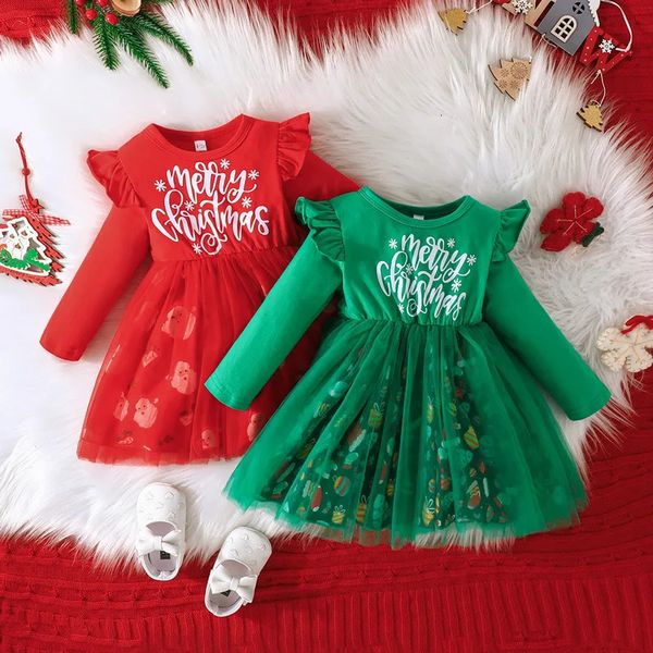 Meninas vestidos bebê vestido de natal para desenhos animados papai noel festival festa feliz roupas natal 231124