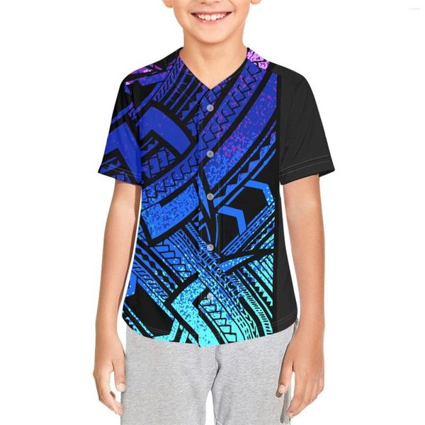 Freizeithemden für Herren Polynesian Tribal Hawaiian Totem Tattoo Hawaii Prints MOQ 1pcs Jedes Custom Teamwear Top Jersey Boys Baseball Beach Party