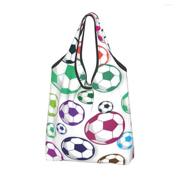 Sacos de compras Personalizado Futebol Futebol Mulheres Portátil Grande Capacidade Bolas de Mercearia Esporte Tote Shopper