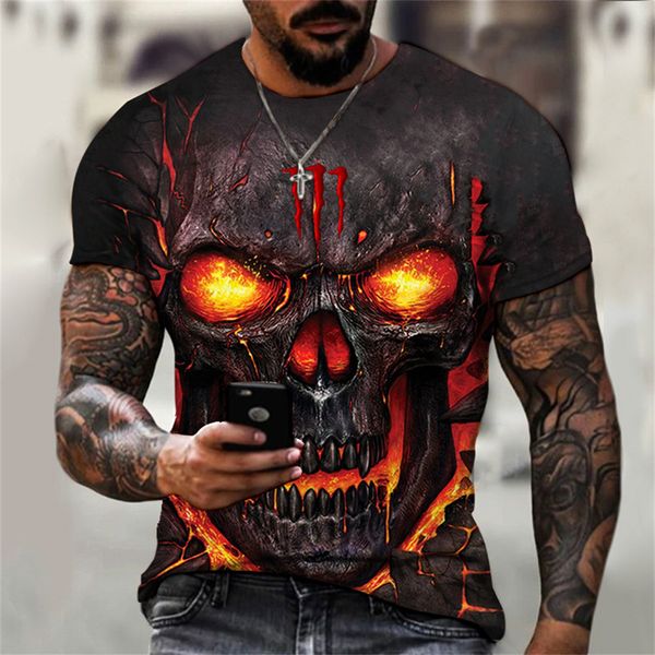 Homens camisetas Retro Esqueleto 3D Impressão Homens Secagem Rápida T-shirt Harajuku Moletom Y2K Verão Hip Hop Homens Wear 230425