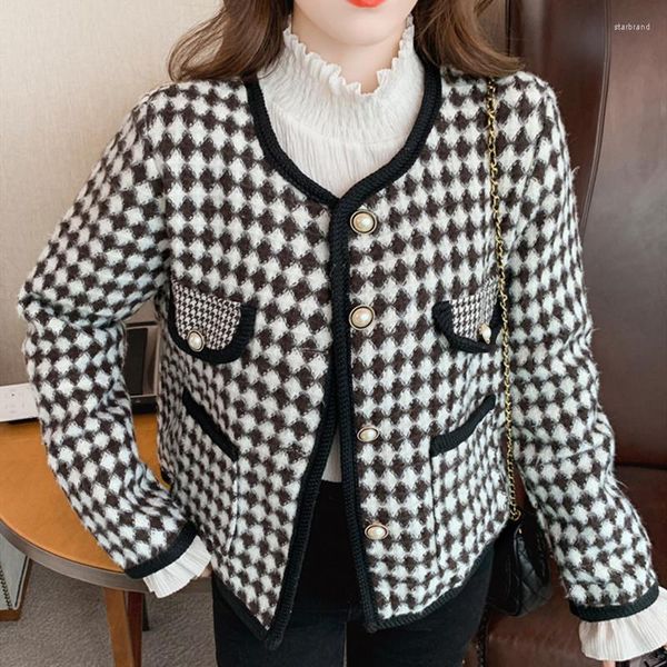 Kadın Ceketleri Ofisi Lady Tweed Dış Giyim Kadınlar Sonbahar Tarzı Küçük Kokulu Twrant-Stoundstoth Eclaid Uzun Kollu Tek Göğüslü Ceket