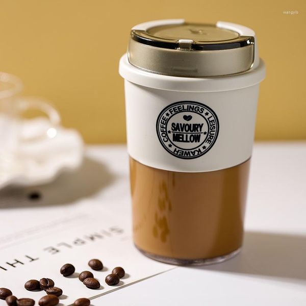 Su Şişeleri Plastik Kahve Fincan Taşınabilir Flip Cover Office Tritan Yaratıcı Açık Boş Zamanlı Kupa