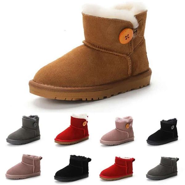 Botas de neve Bailey para crianças austrália Ugglie boot Classic Chestnut rosa preto branco sapatos com fivela de inverno pele meio joelho botas curtas botas sapatos da moda