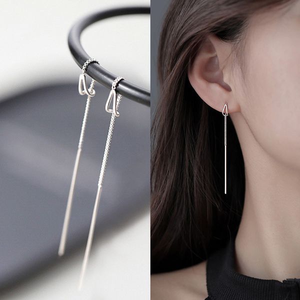 Stud Simple Style Box Chain Nappa Orecchini pendenti per le donne Lungo ciondola l'orecchino Piercing Line Accessori Thin Mini Trendy Ear Jewelry 230424