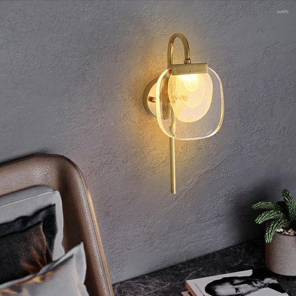 Lampada da parete Odysen Art Deco Modern Sconce Lampade in oro chiaro di rame soggiorno camera da letto DECORATIVA LED LIDING IL BLUSTURA IN GLIO